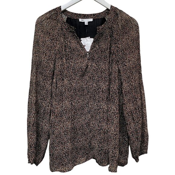 DR2 by Daniel Rainn Top Size Medium Womens Floral Peasant Blouse Black NWT - Picture 1 of 10